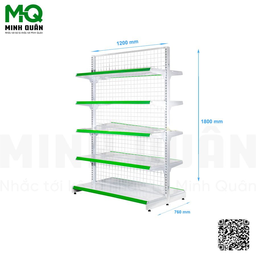 Kệ Siêu Thị Đôi Lưới 5 Tầng 1200mm x 1800mm