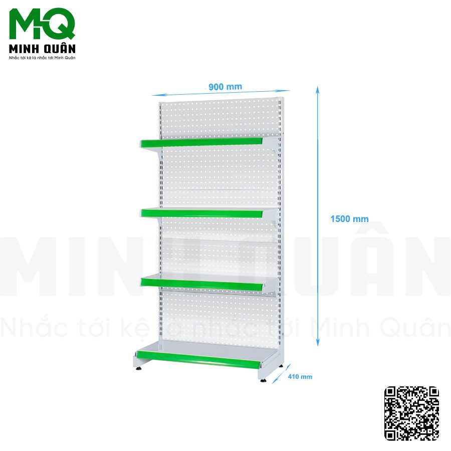 Kệ đơn lưng tôn lỗ tròn 4 tầng 900×1500 mm