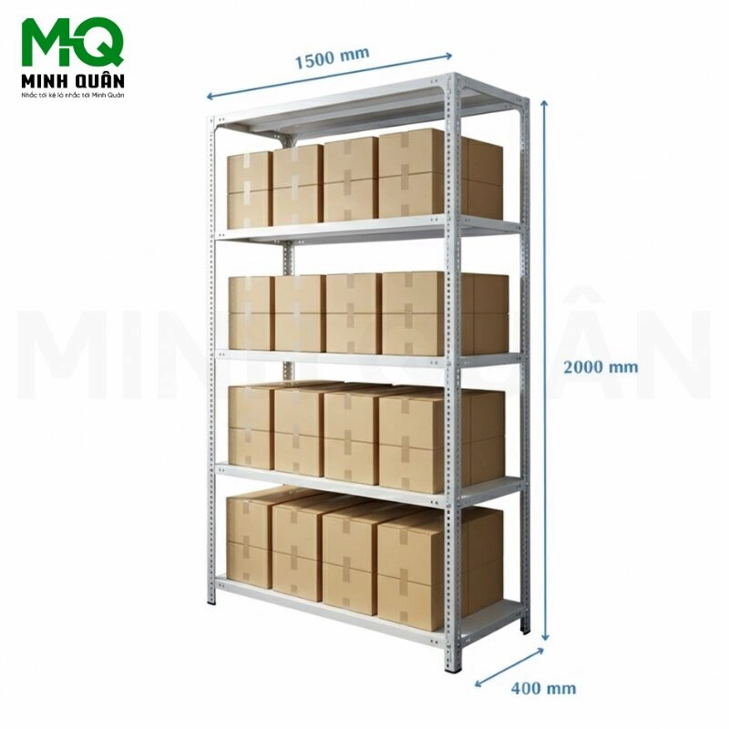 Kệ Sắt V Lỗ 5 Tầng – D1500 x R400 x C2000