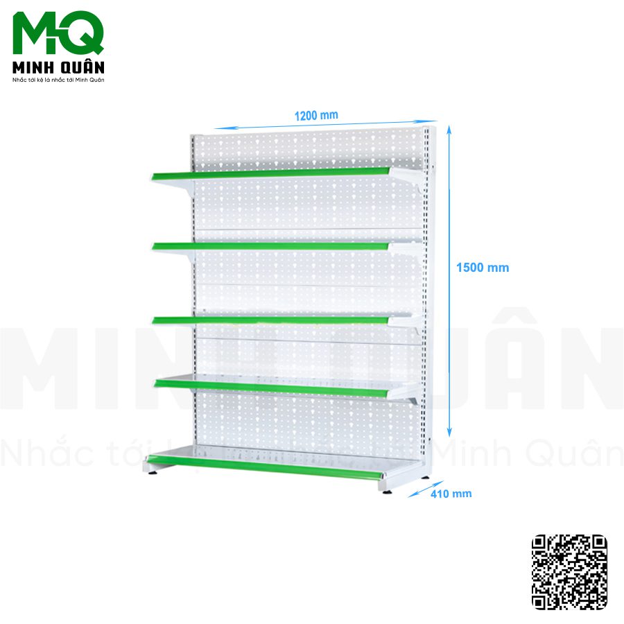Kệ đơn lưng tôn lỗ khóa 4 tầng 1200×1500 mm