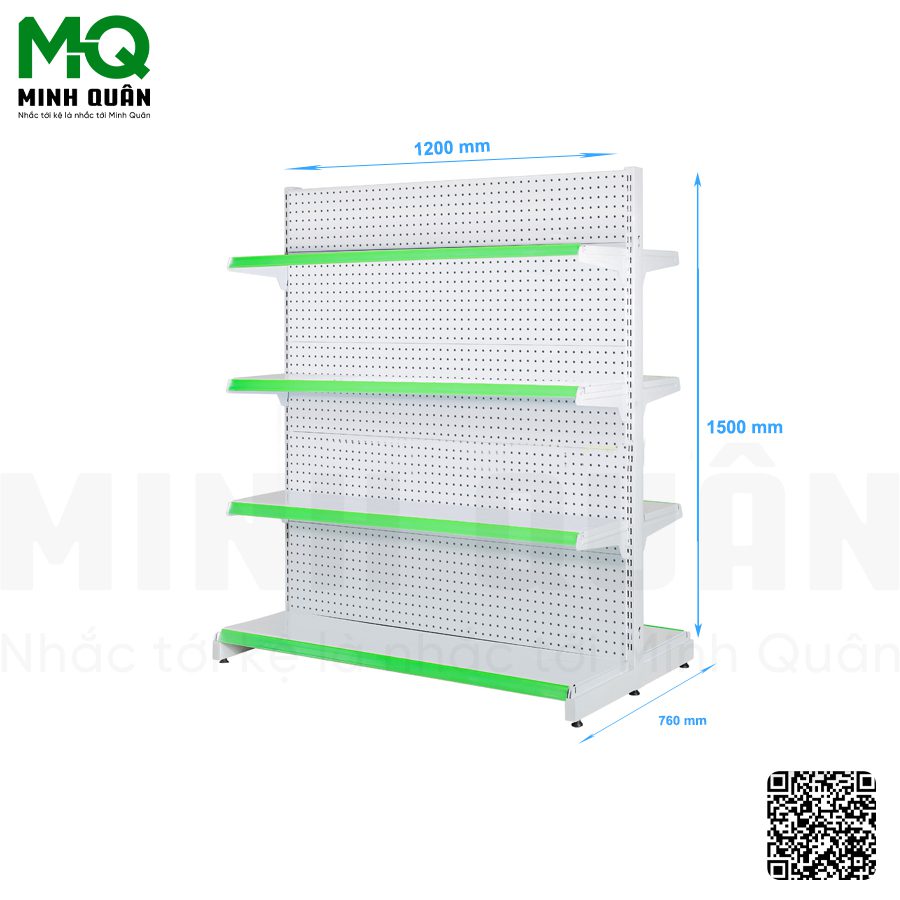 Kệ đôi lưng tôn lỗ tròn 4 tầng 1200×1500 mm