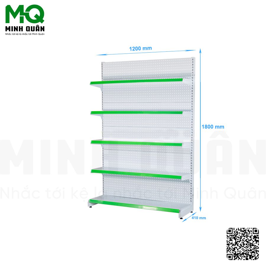 Kệ đơn lưng tôn lỗ tròn 5 tầng 1200×1800 mm