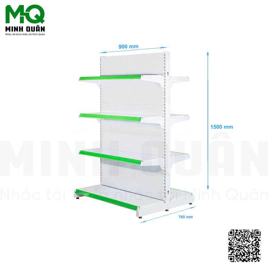 Kệ đôi lưng tôn kín 4 tầng 900×1500 mm