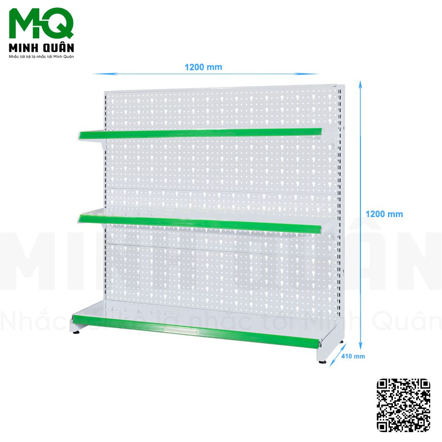 Kệ đơn lưng tôn lỗ khóa 3 tầng 1200×1200 mm