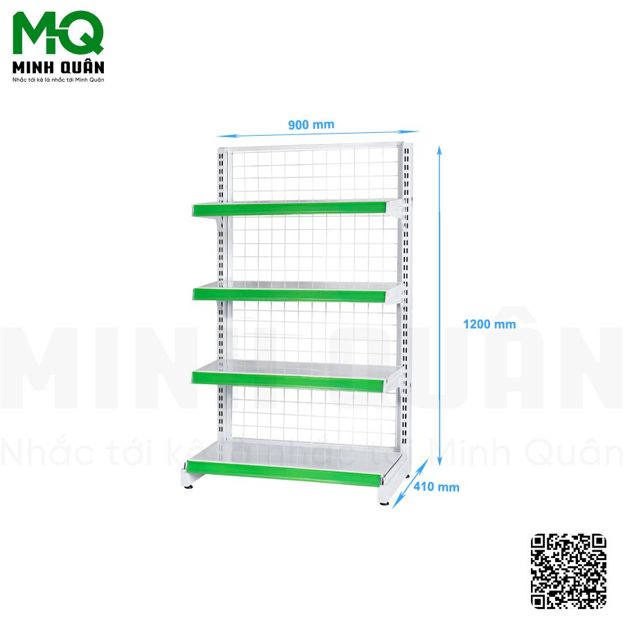 Kệ đơn lưng lưới 4 tầng 900x1200 mm