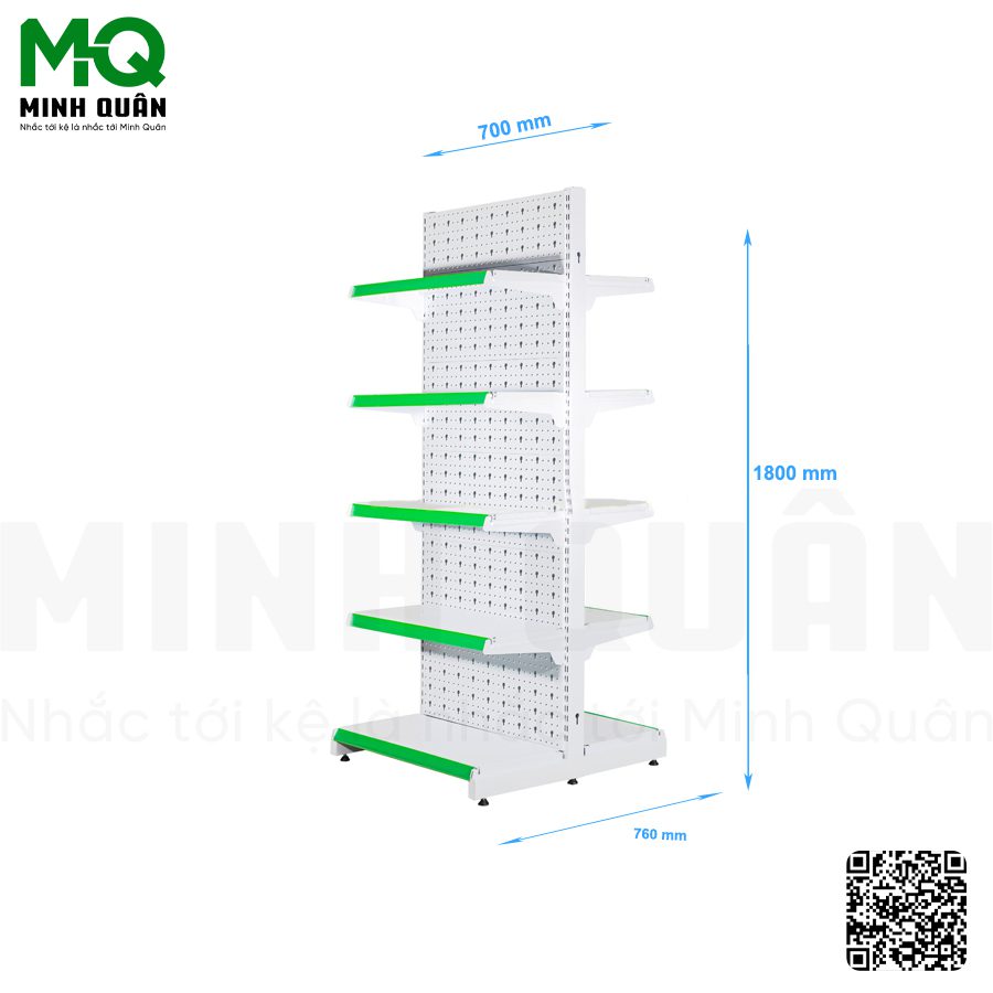 Kệ đôi lưng tôn lỗ khóa 5 tầng 700×1800 mm