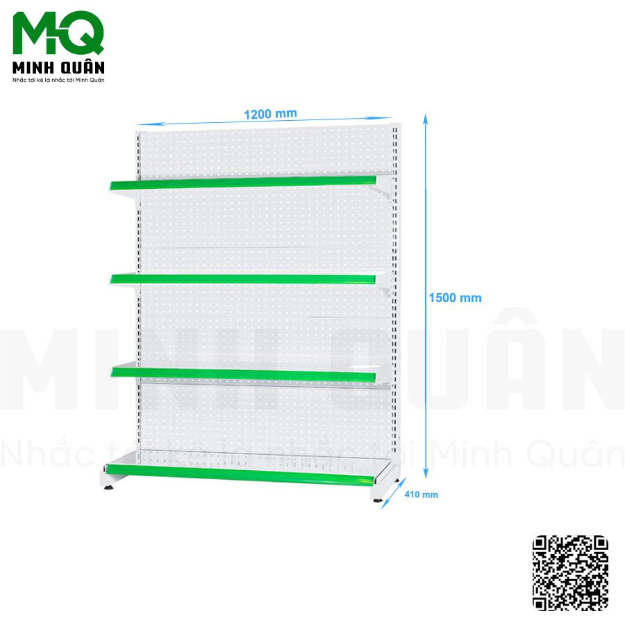 Kệ đơn lưng tôn lỗ tròn 4 tầng 1200×1500 mm