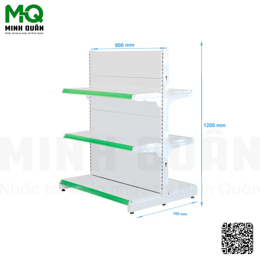 Kệ đôi lưng tôn kín 3 tầng 900×1200 mm