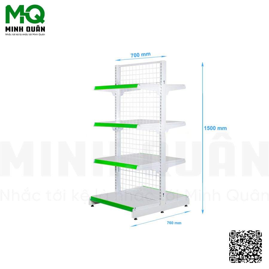 kệ đôi lưng lưới 4 tầng 700mm x 1500mm