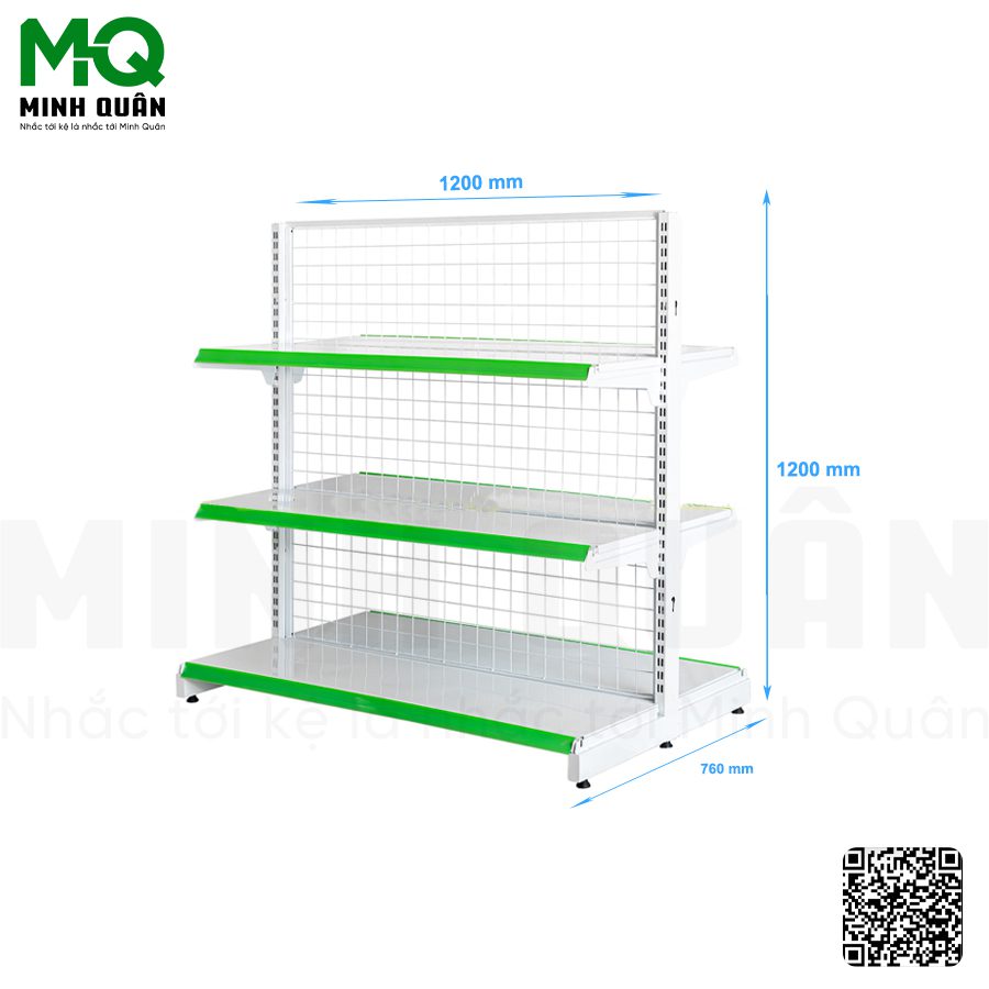 Kệ đôi lưng lưới 3 tầng 1200×1200 mm