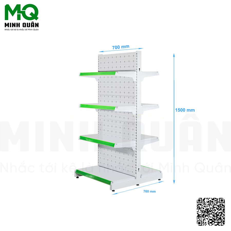 kệ đôi lưng tôn lỗ khóa 4 tầng 700mm x 1500mm