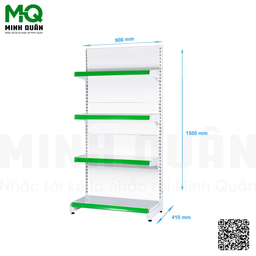 Kệ đơn lưng tôn kín 4 tầng 900×1500 mm