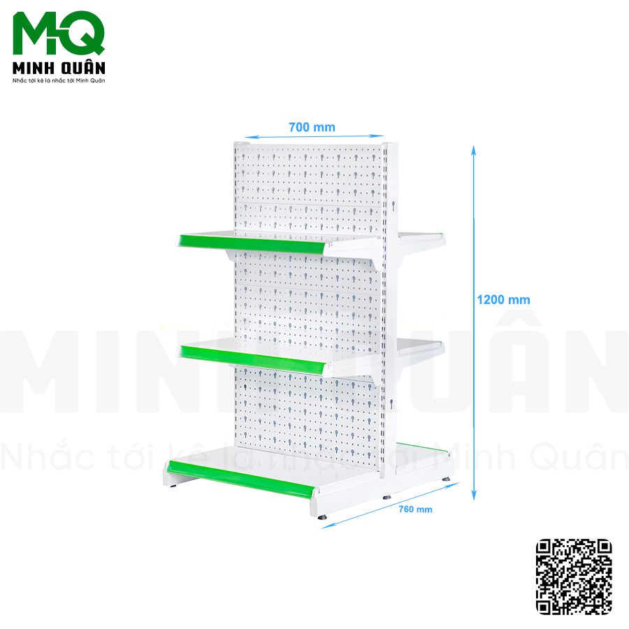 Kệ đôi lưng tôn lỗ khóa 3 tầng 700×1200 mm