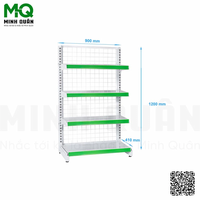 Kệ đơn lưng lưới 4 tầng 900×1200 mm Kệ đơn lưng lưới 4 tầng 900×1200 mm