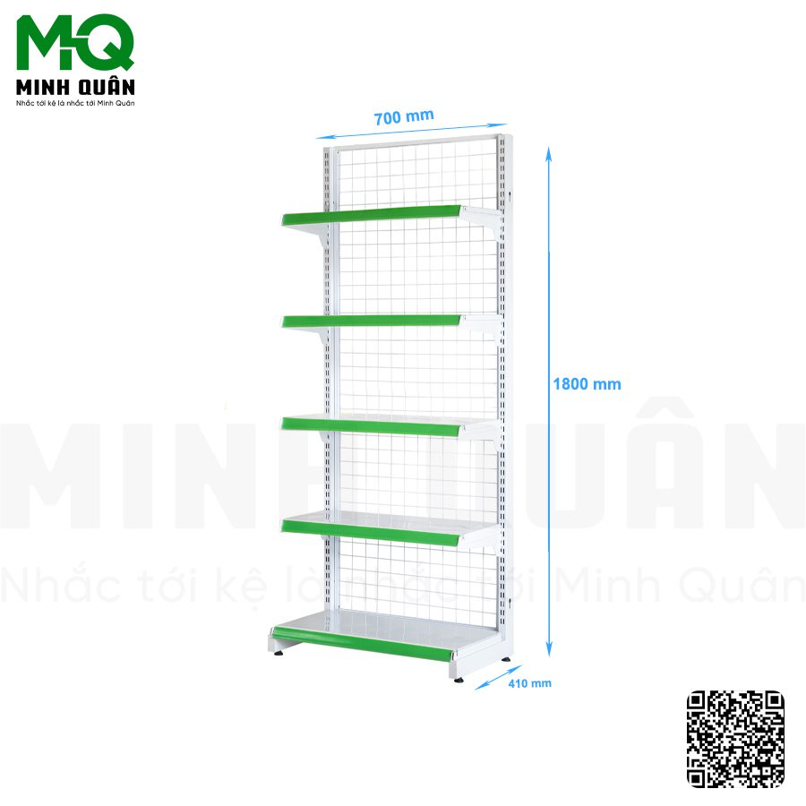 Kệ đơn lưng lưới 5 tầng 700x1800 mm