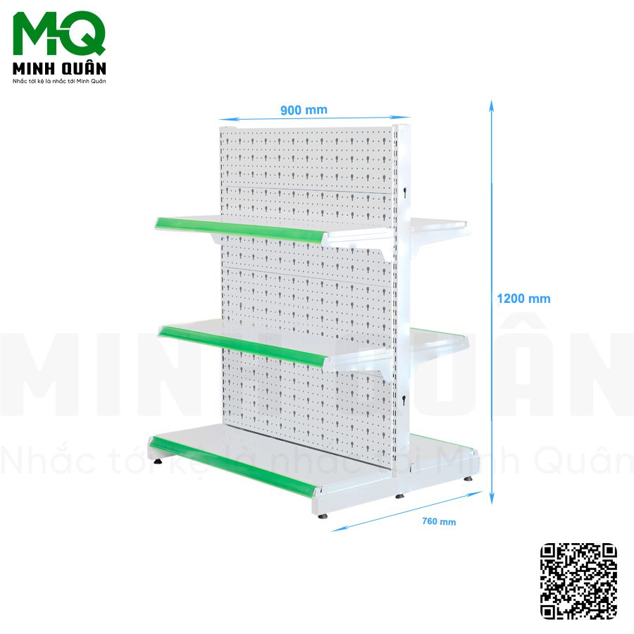 Kệ đôi lưng tôn lỗ khóa 3 tầng 900×1200 mm