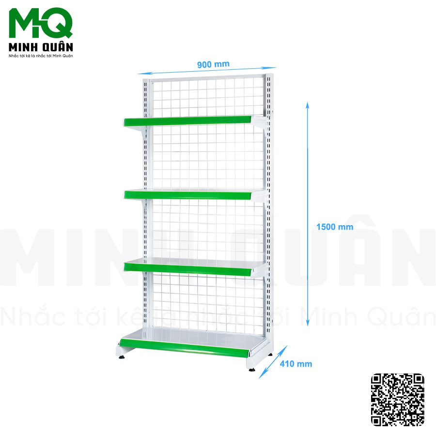 Kệ đơn lưng lưới 4 tầng 900×1500 mm