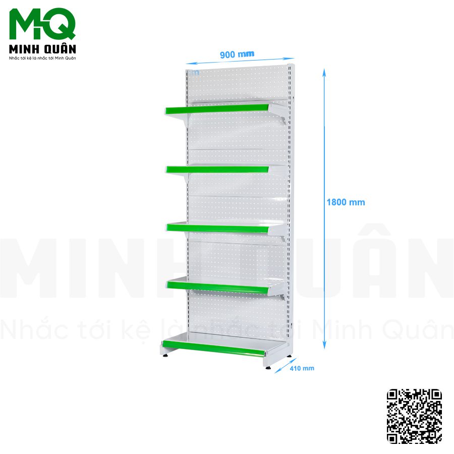 Kệ đơn lưng tôn lỗ tròn 5 tầng 900×1800 mm