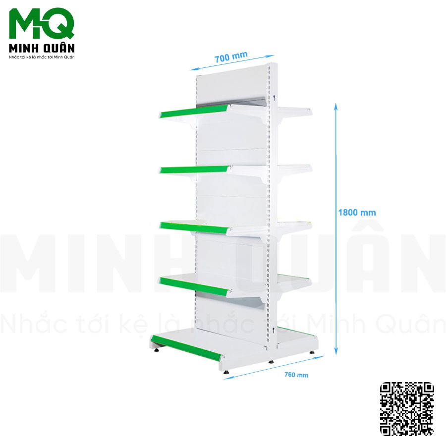 Kệ đôi lưng tôn kín 5 tầng 700×1800 mm