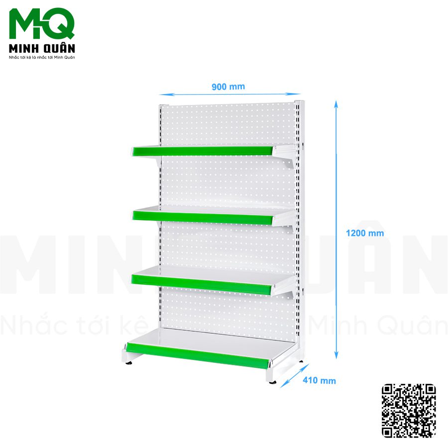 Kệ đơn lưng tôn lỗ tròn 4 tầng 900x1200 mm