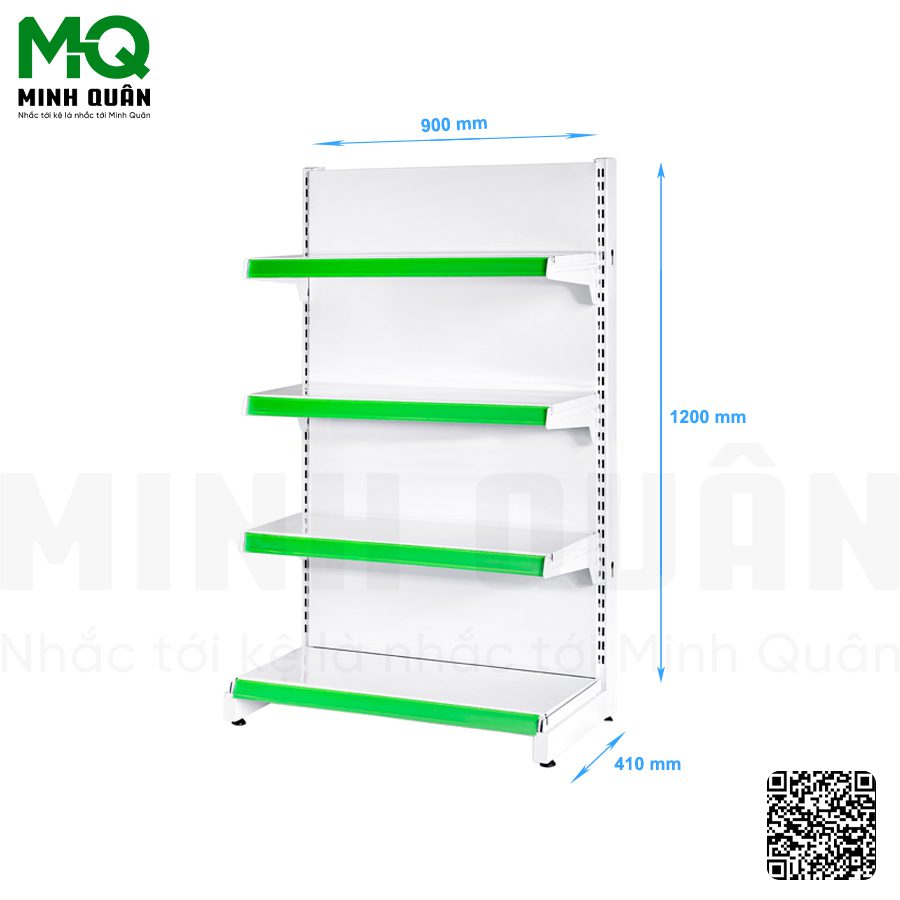 Kệ đơn lưng tôn kín 4 tầng 900x1200 mm