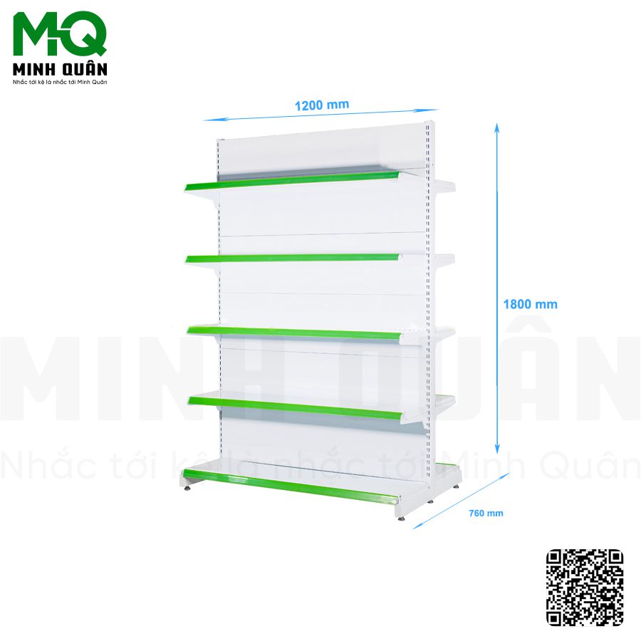 Kệ đôi lưng tôn kín 5 tầng 1200×1800 mm