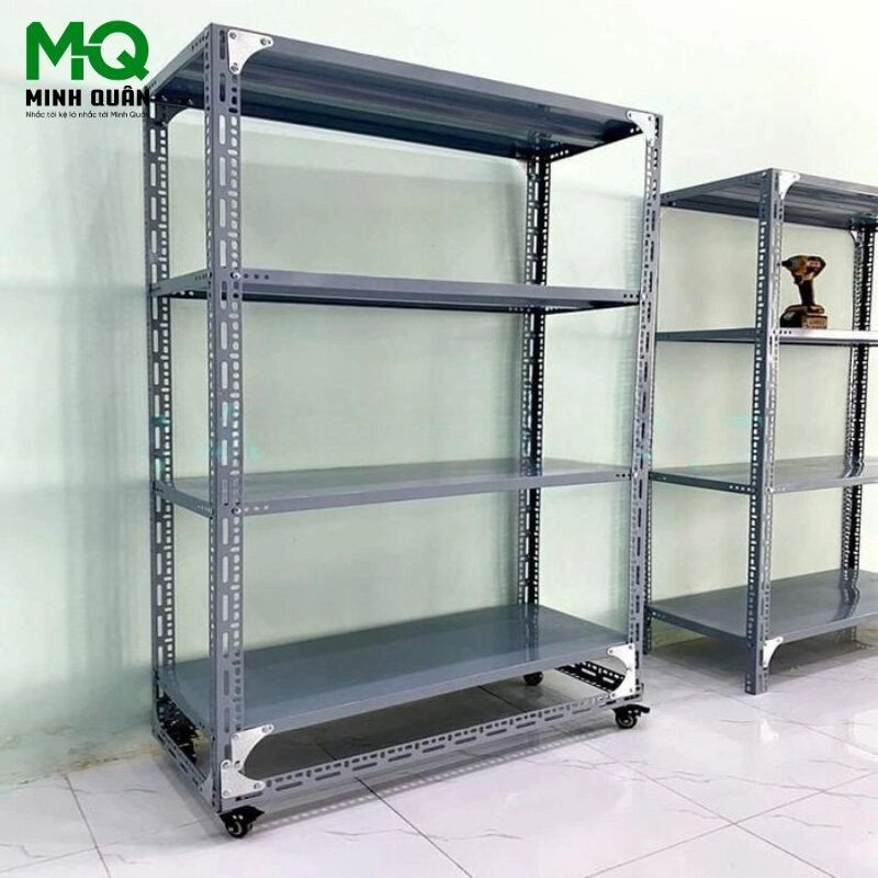 Kệ Sắt V Lỗ Nhiều Tầng Đa Năng có bánh xe