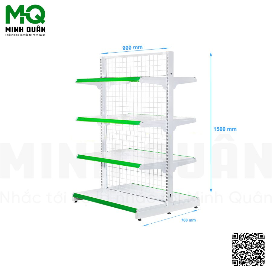 Kệ đôi lưng lưới 4 tầng 900×1200 mm