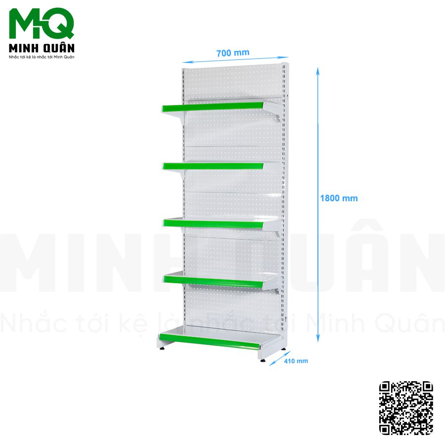 Kệ đơn lưng tôn lỗ tròn 5 tầng 700×1800 mm