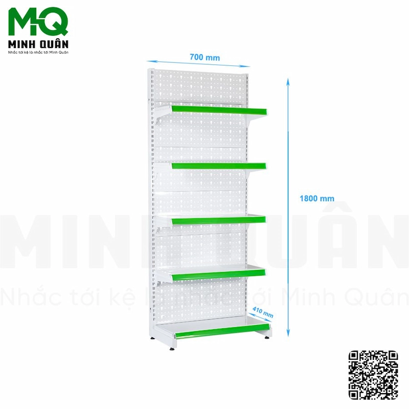 Kệ đơn lưng tôn lỗ khóa 5 tầng 700×1800 mm