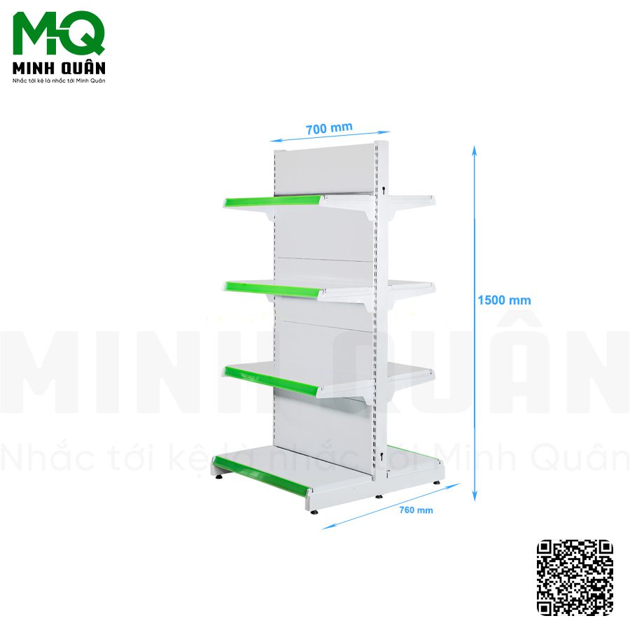 kệ đôi lưng tôn kín 4 tầng 700mm x 1500mm