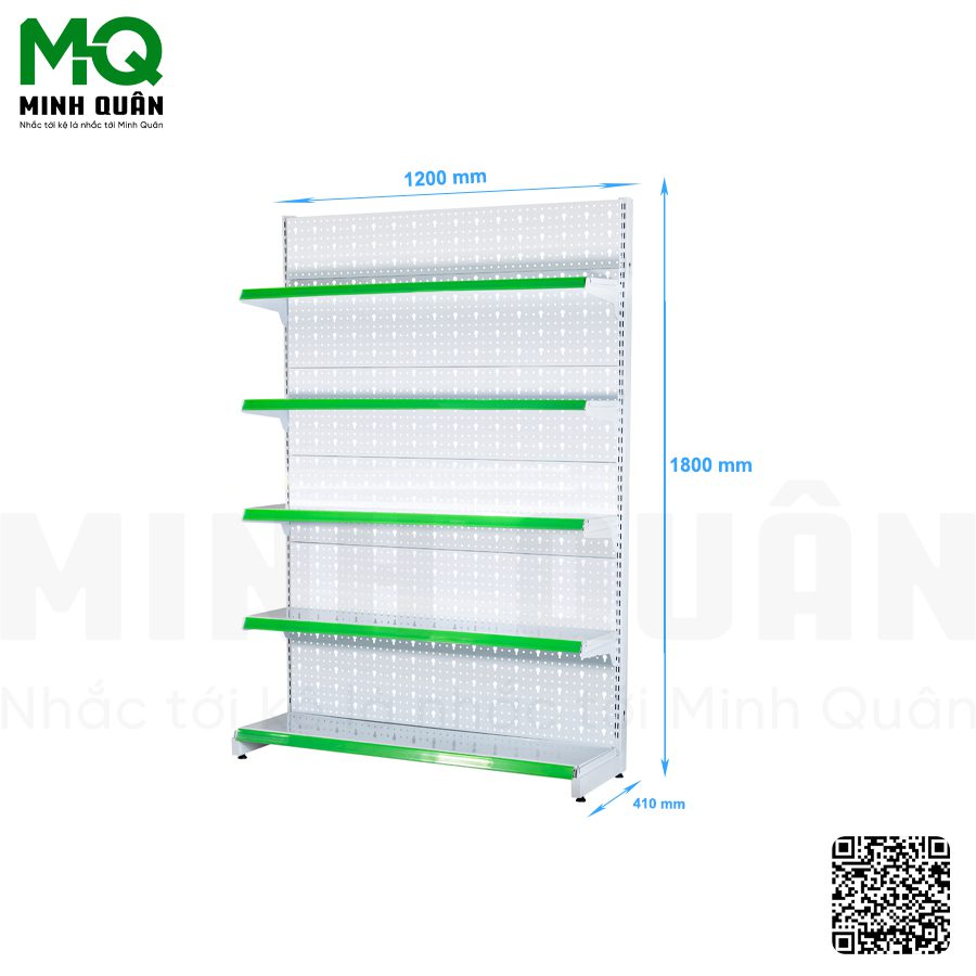 Kệ đơn lưng tôn lỗ khóa 5 tầng 1200×1800 mm
