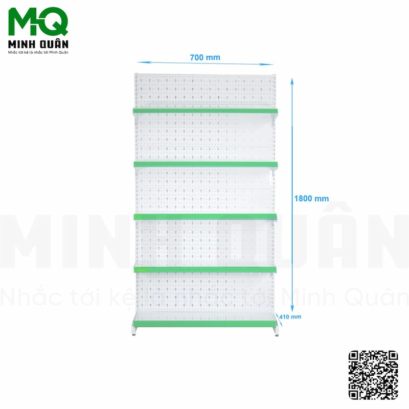Kệ đơn lưng tôn lỗ khóa 5 tầng 700×1800 mm