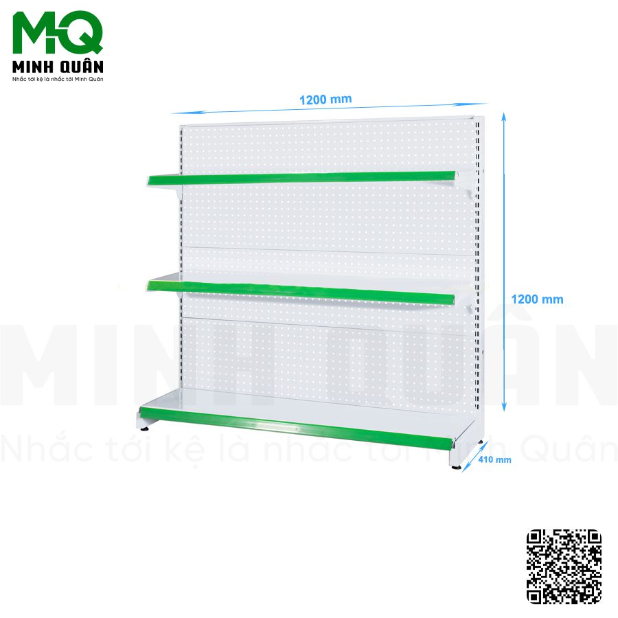 Kệ đơn lưng tôn lỗ tròn 3 tầng 1200×1200 mm