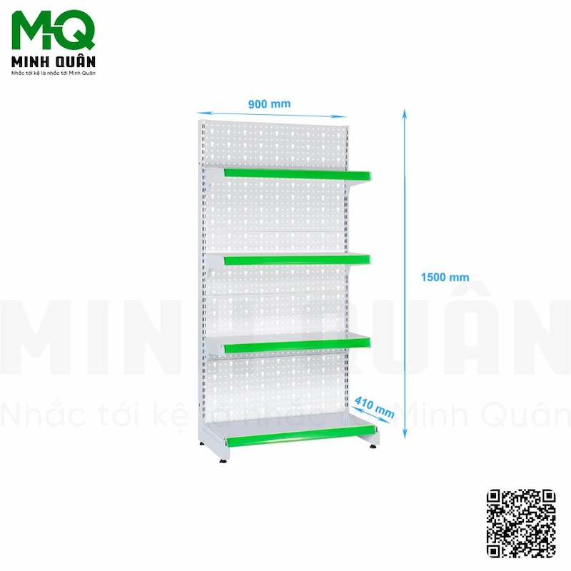Kệ đơn lưng tôn lỗ khóa 4 tầng 900×1500 mm Kệ đơn lưng tôn lỗ khóa 4 tầng 900×1500 mm