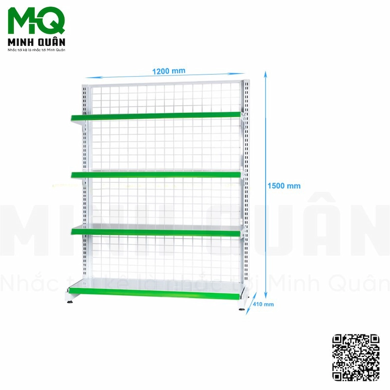 Kệ đơn lưng lưới 4 tầng 1200×1500 mm Kệ đơn lưng lưới 4 tầng 1200×1500 mm