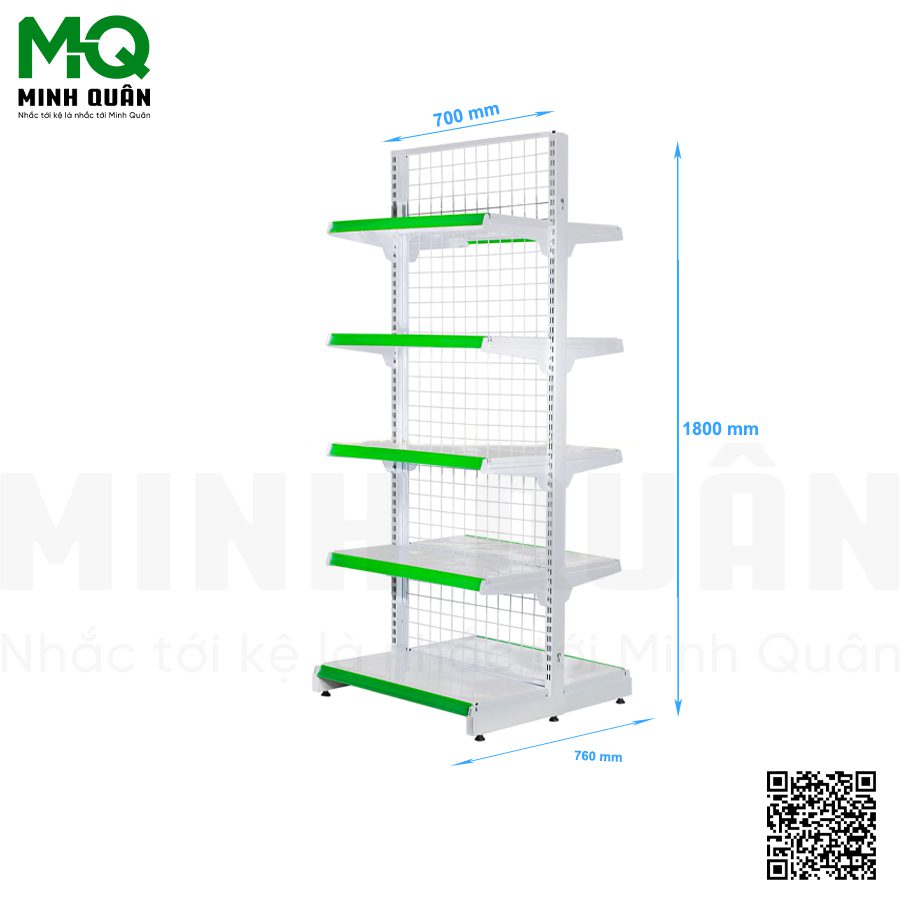Kệ đôi lưng lưới 5 tầng 700×1800 mm