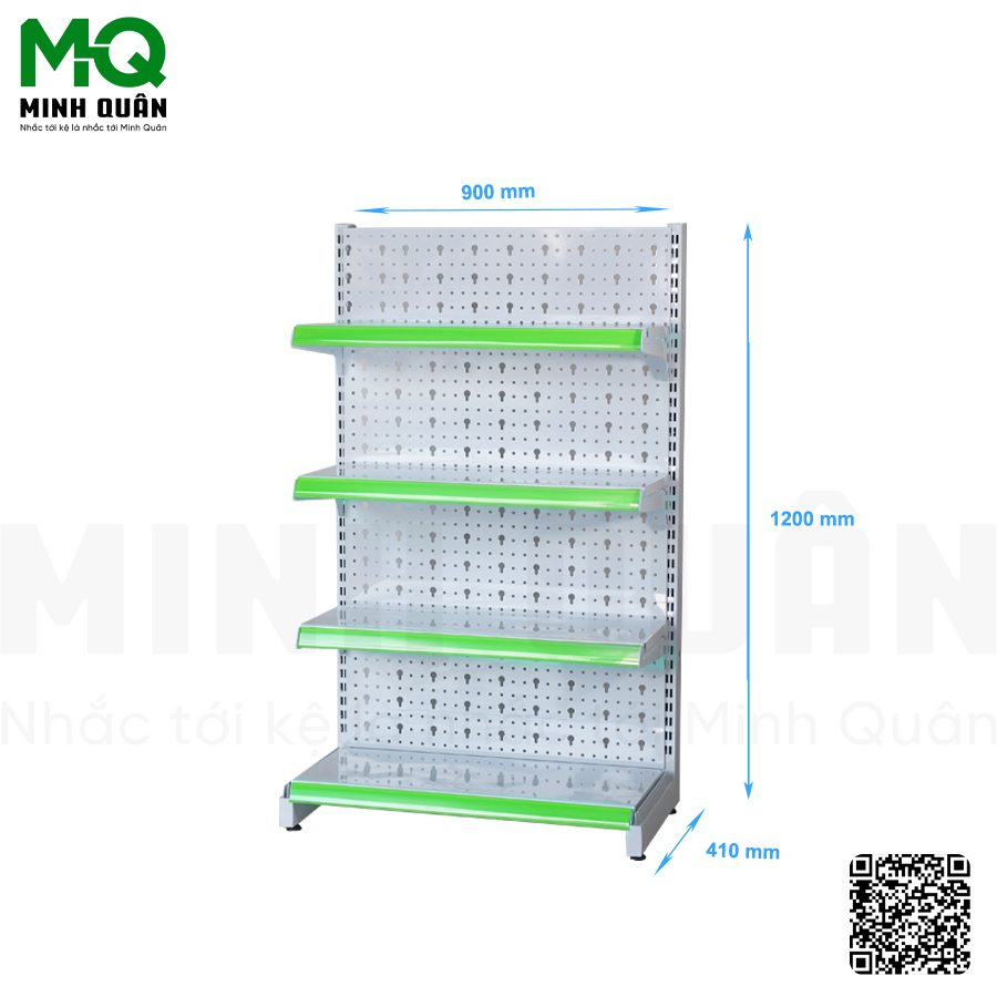 Kệ đơn lưng tôn lỗ khóa 4 tầng 900x1200 mm