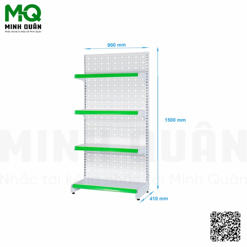 Giá Kệ đơn lưng tôn lỗ khóa 4 tầng 900×1500 mm Giá Kệ đơn lưng tôn lỗ khóa 4 tầng 900×1500 mm