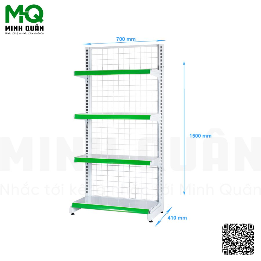 Kệ đơn lưng lưới 4 tầng 700×1500 mm