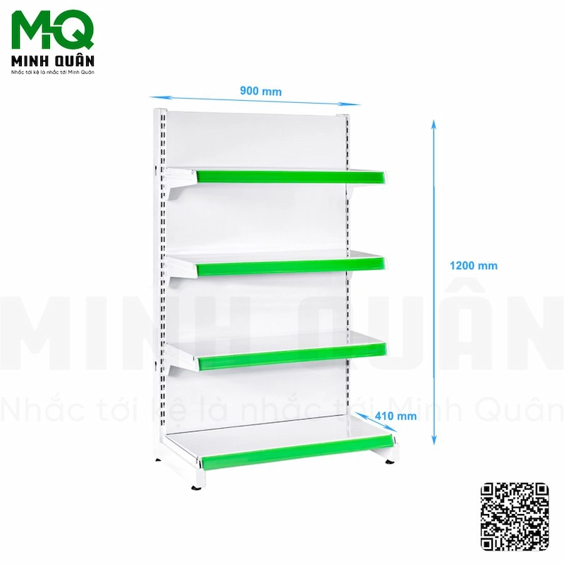 Kệ đơn lưng tôn kín 4 tầng 900×1200 mm